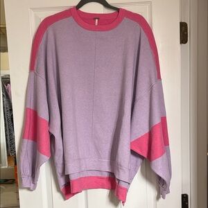 Free People Pink and Purple Crew Neck Sweater